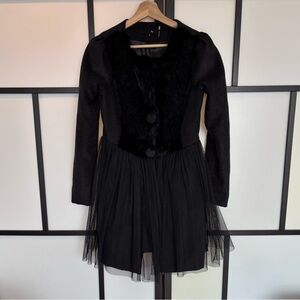 Anthropologie RYU Coat Rabbit Fur Women Small Goth Whimsigoth Dark Academia Boho